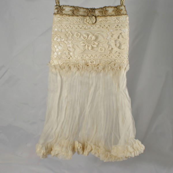 Wedding Handbag with Antique Silk Flounce