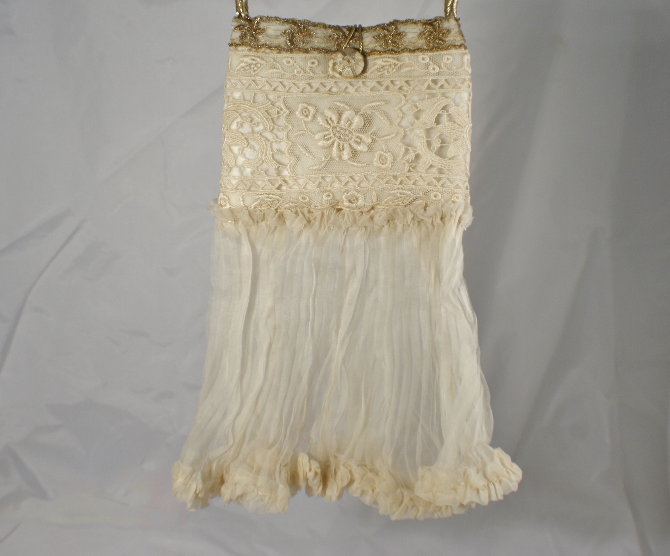 Wedding Handbag with Antique Silk Flounce