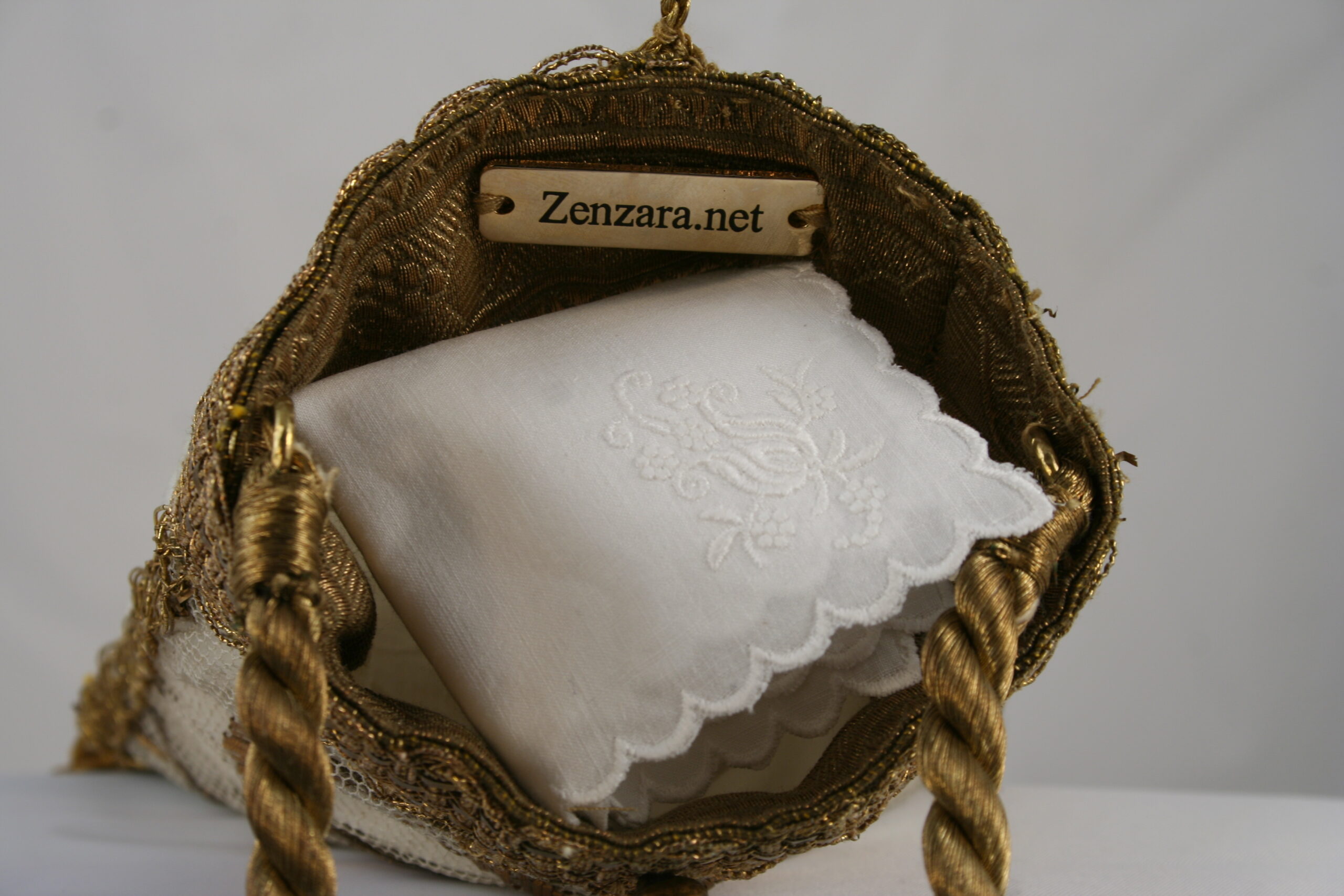 Wedding Handbag of Antique Lace and Fringe - Image 6