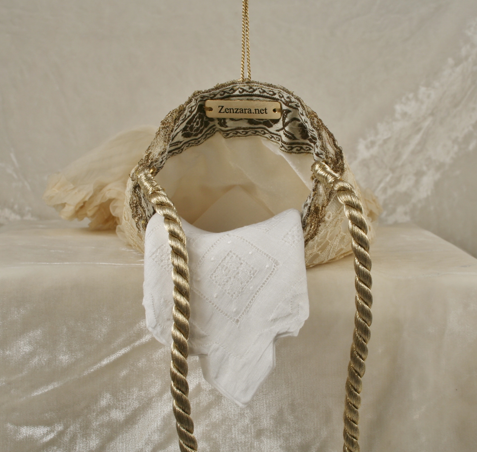 Wedding Handbag with Antique Silk Flounce - Image 4