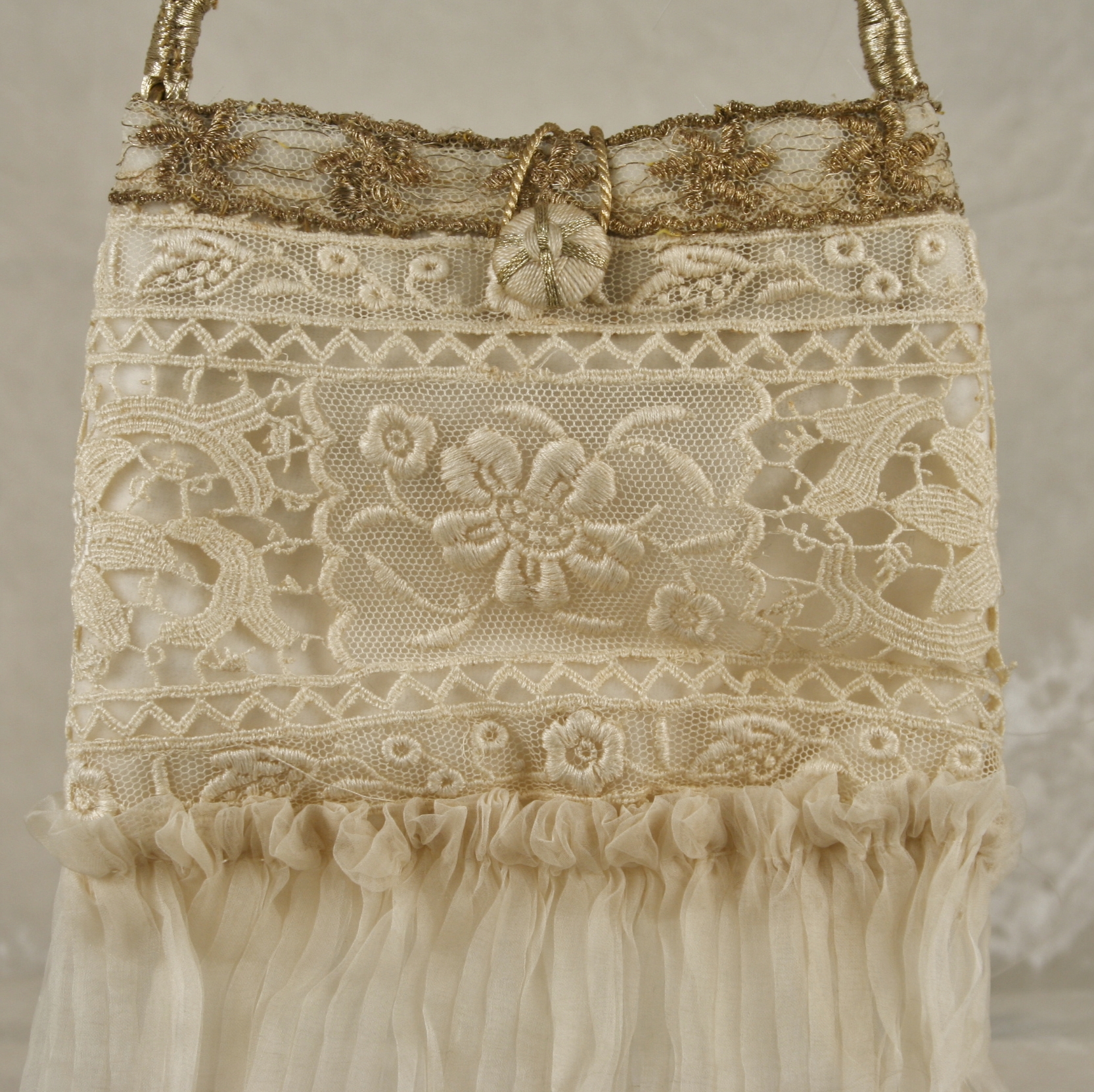 Wedding Handbag with Antique Silk Flounce - Image 3