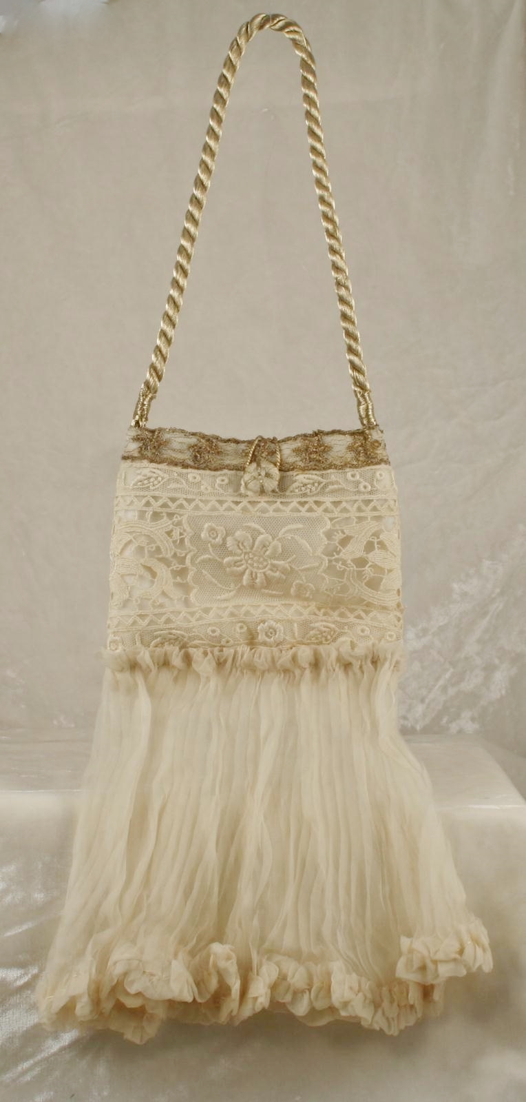 Wedding Handbag with Antique Silk Flounce - Image 7