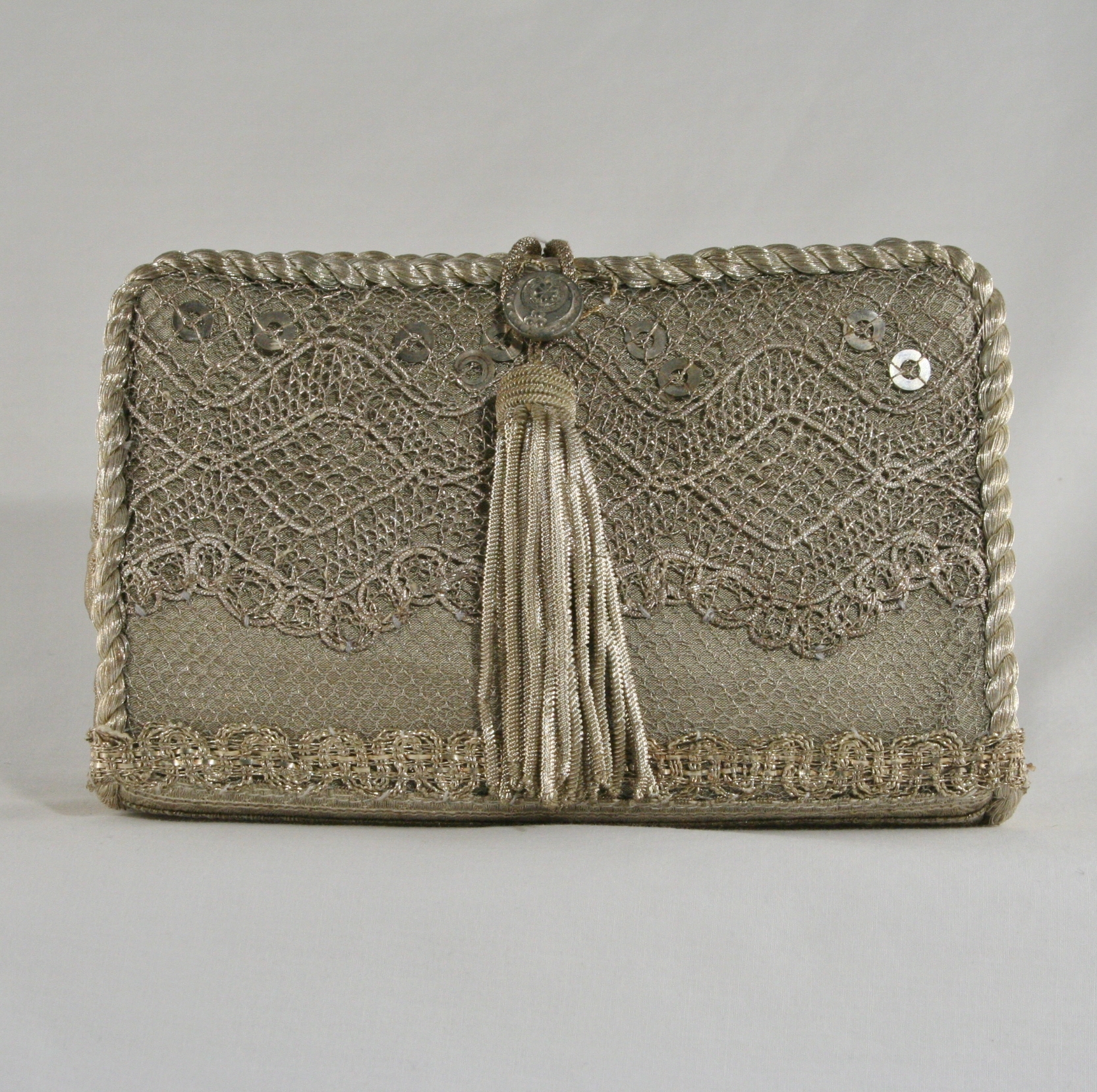 Petite Antique Silver Lace Clutch - Image 2