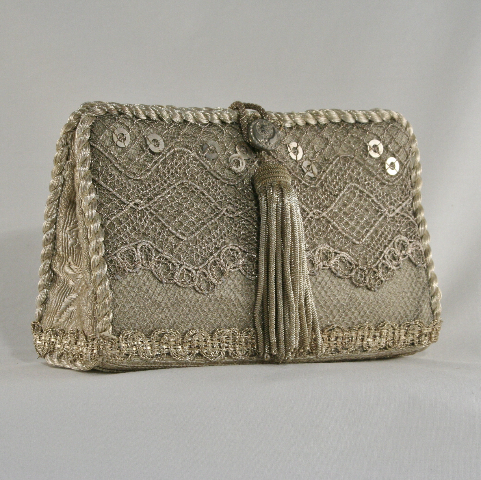 Petite Antique Silver Lace Clutch