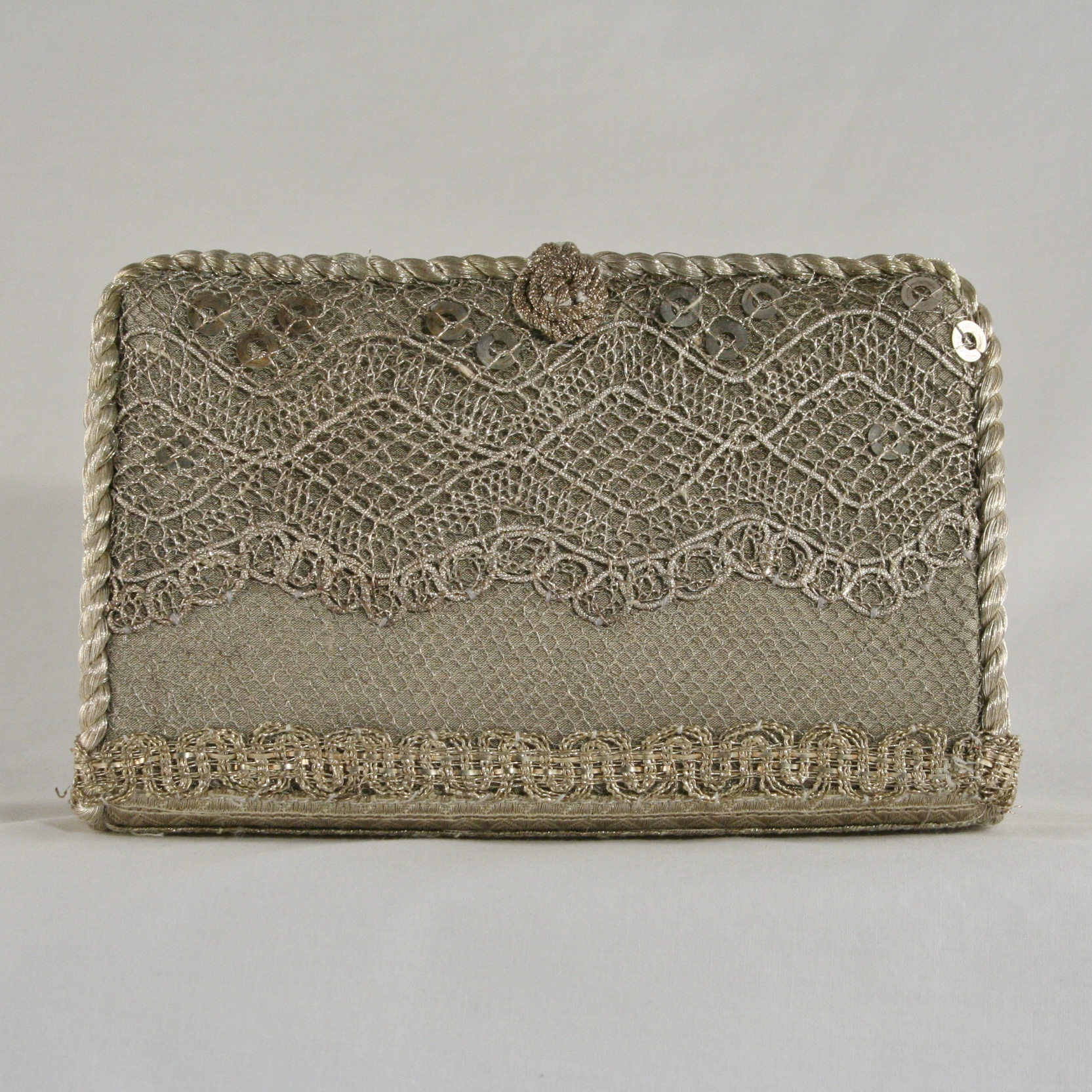 Petite Antique Silver Lace Clutch - Image 4