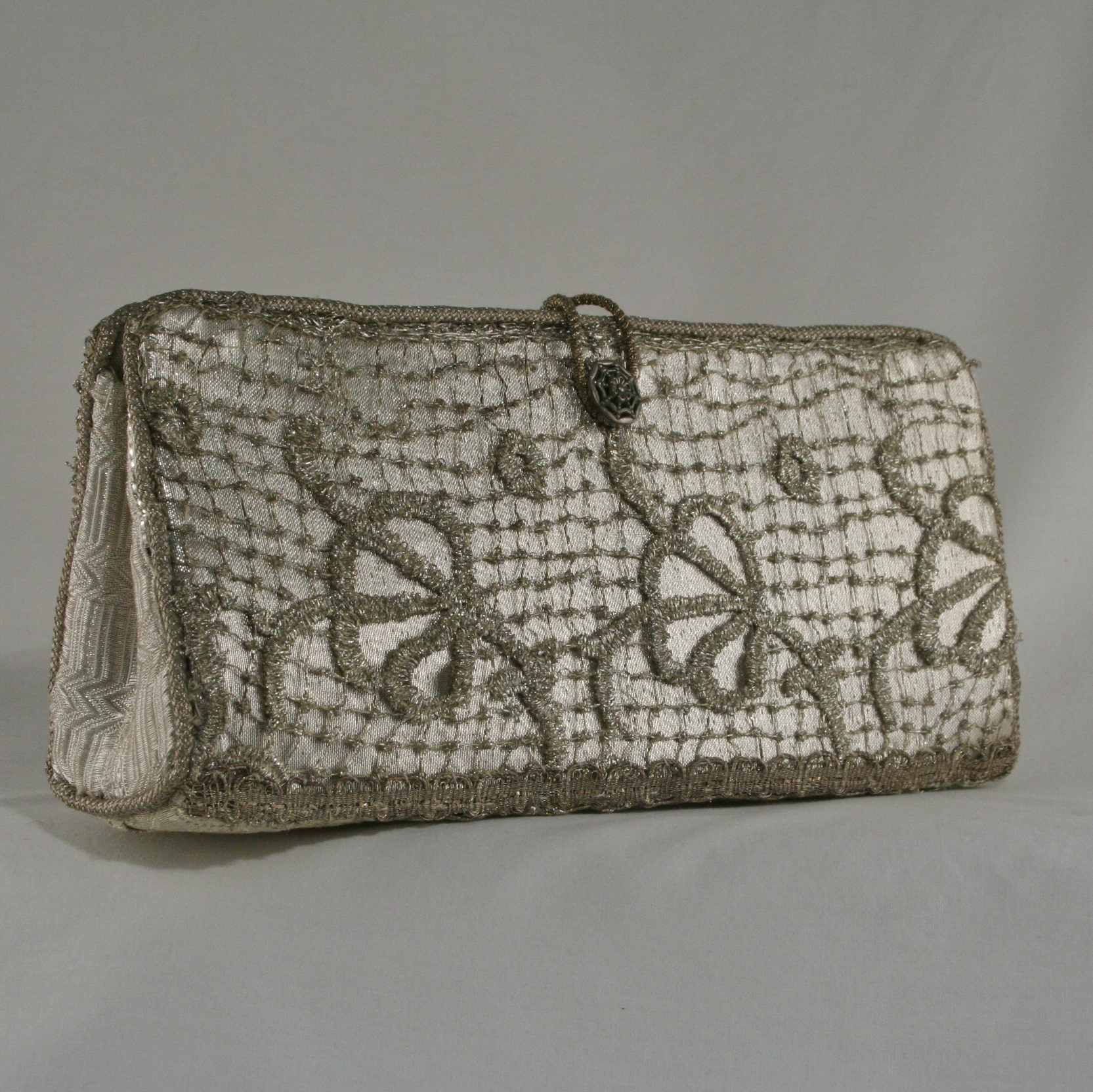Antique Silver Lace Clutch
