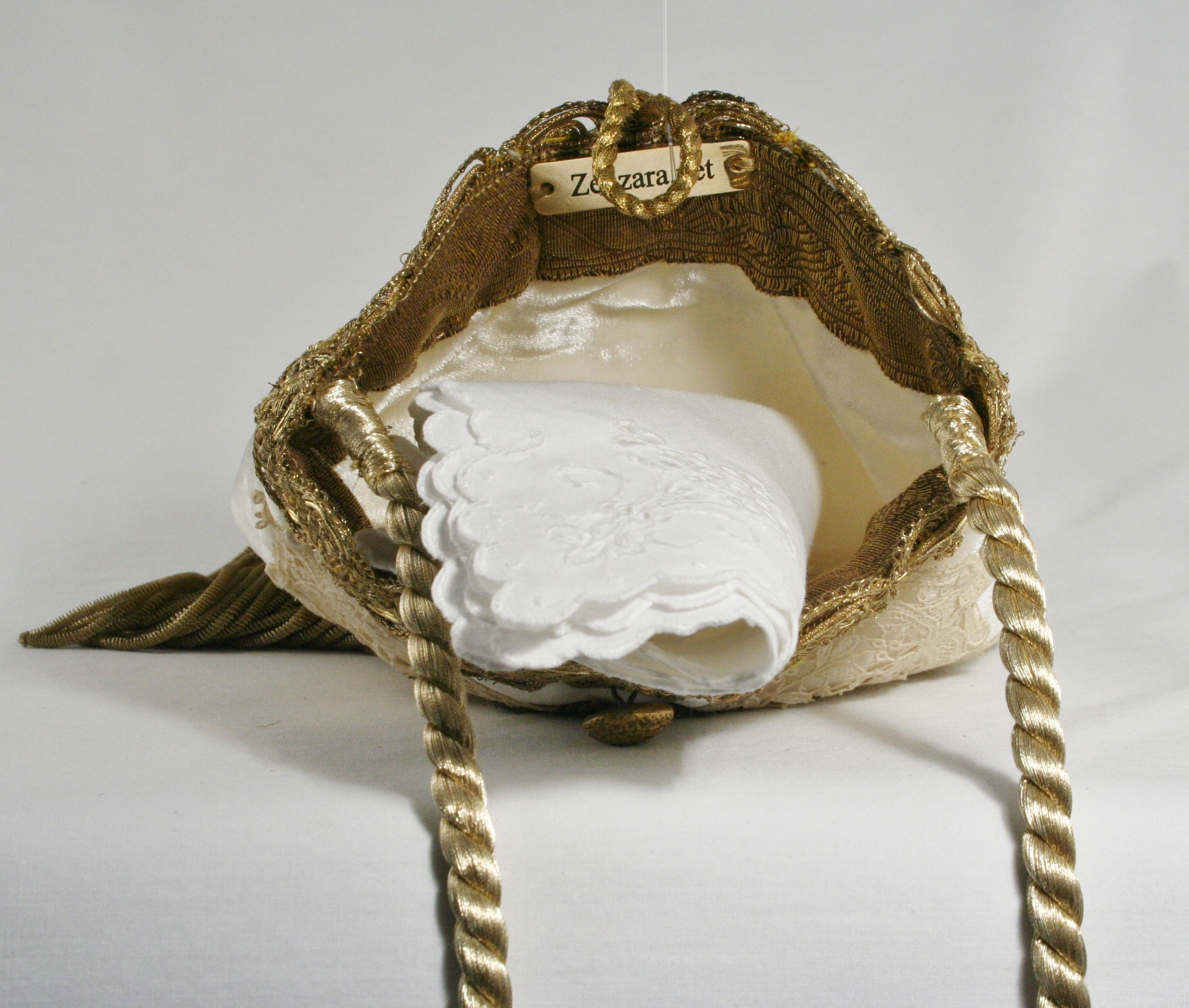 Antique Wedding Poche of Hearts and Roses - Image 6