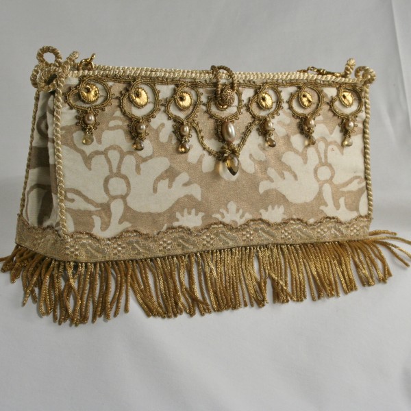 Bejeweled Fortuny Wedding Clutch