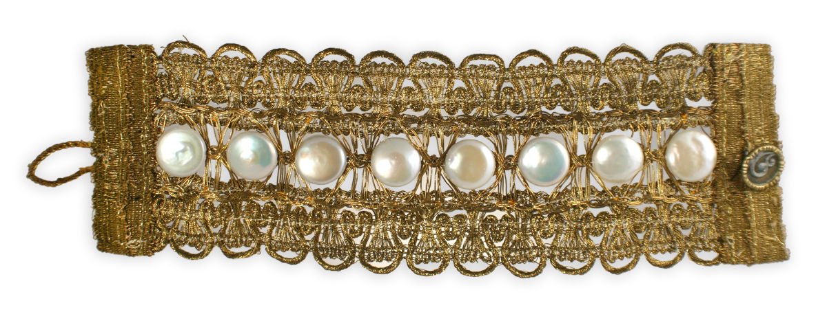 White Coin Pearl Cuff - Image 3