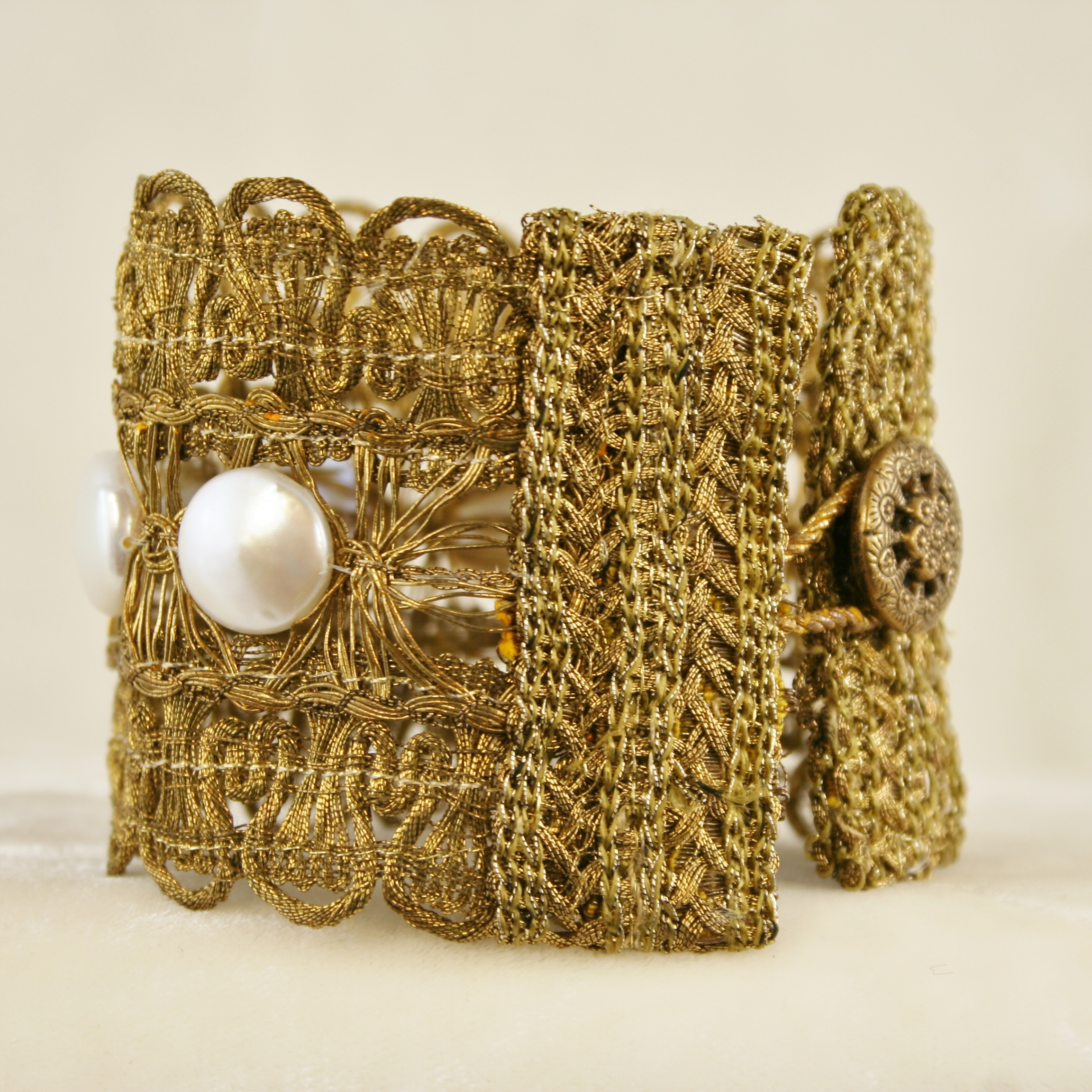 White Coin Pearl Cuff - Image 2