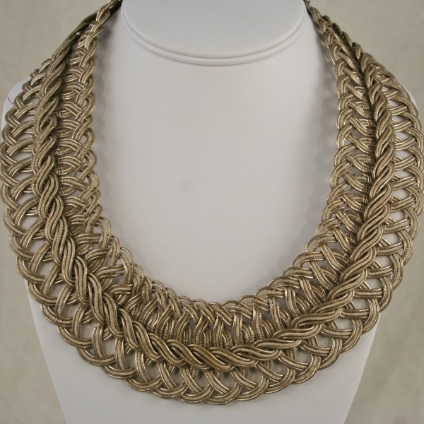 Silver Necklace of Antique Woven Braid