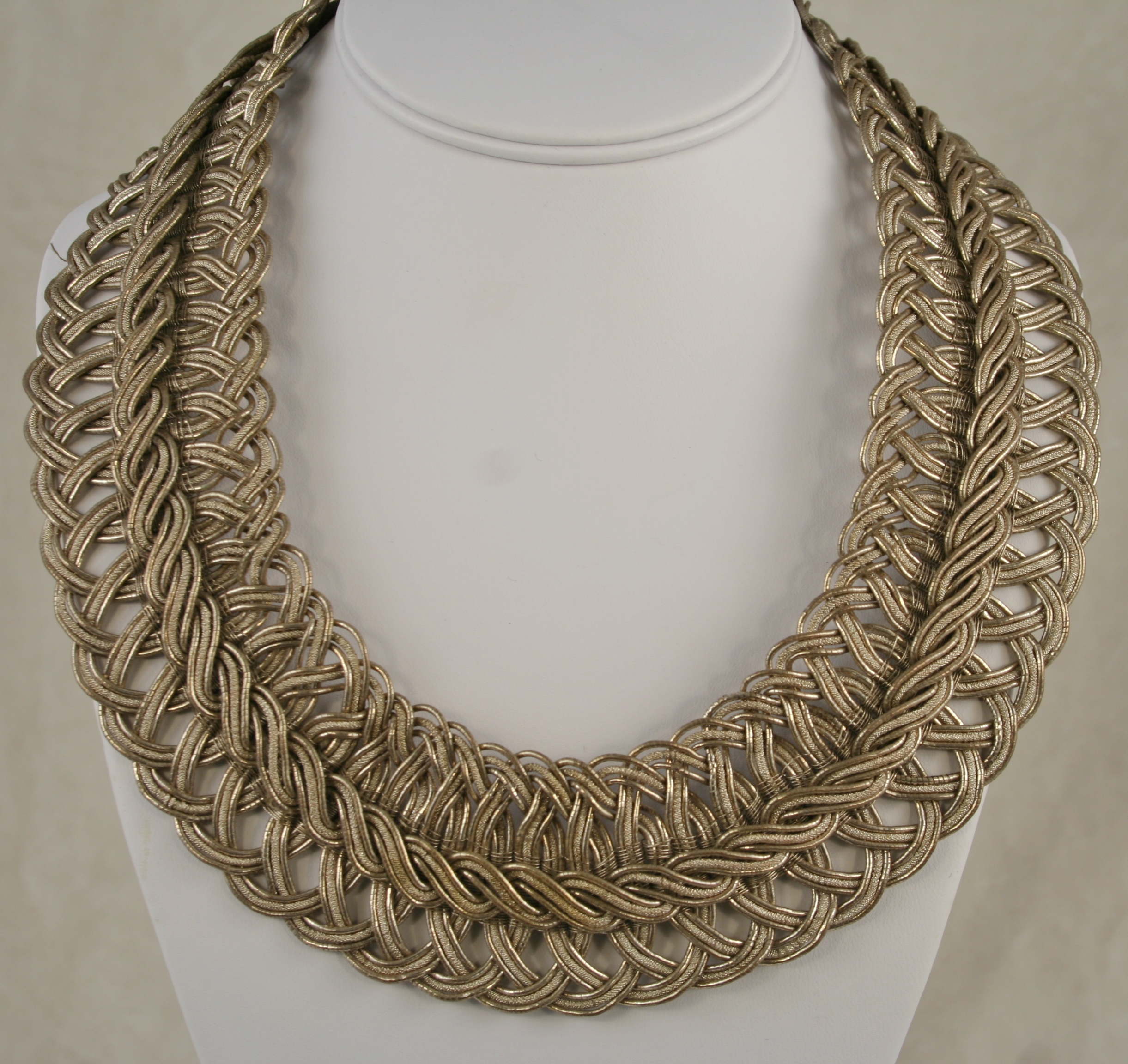 Silver Necklace of Antique Woven Braid