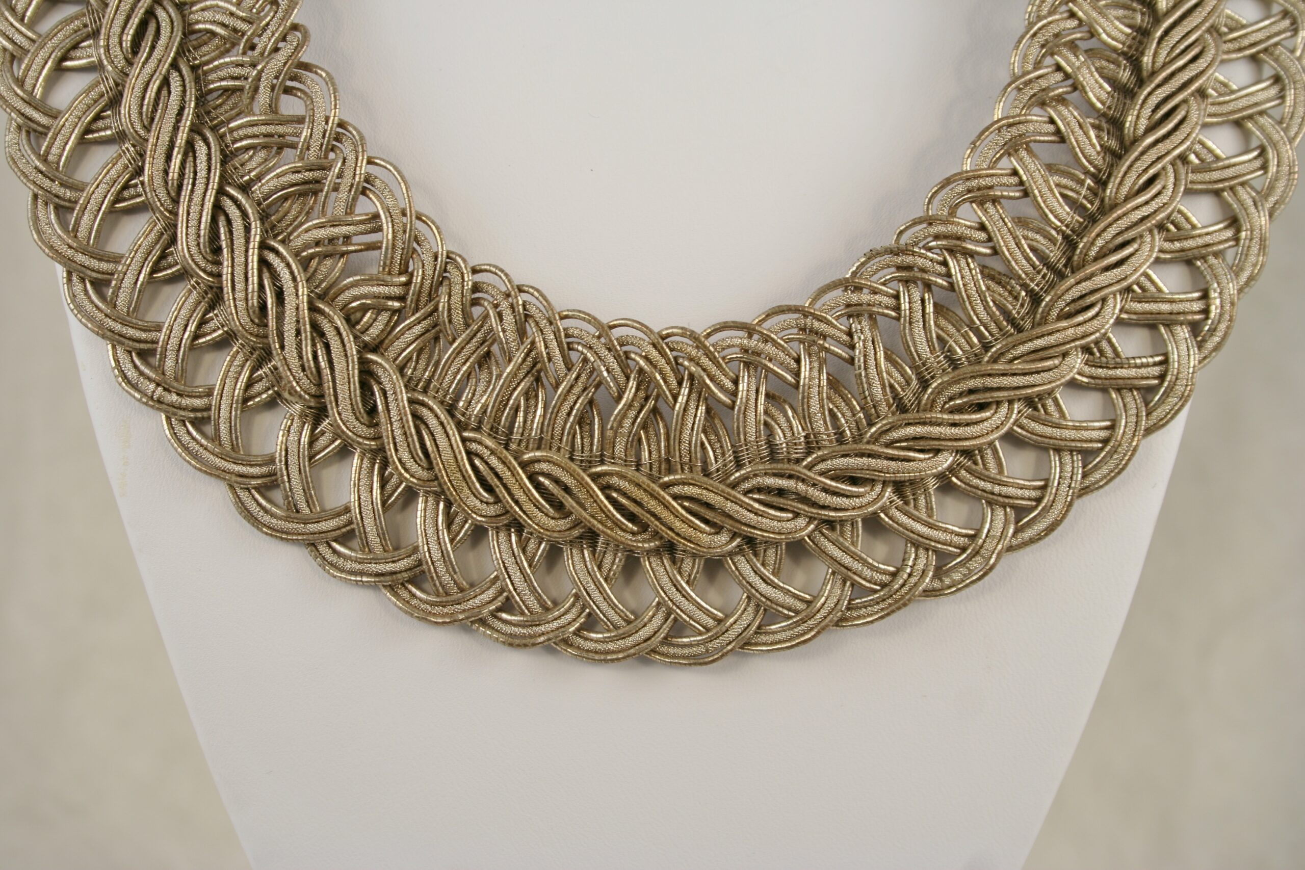 Silver Necklace of Antique Woven Braid - Image 2