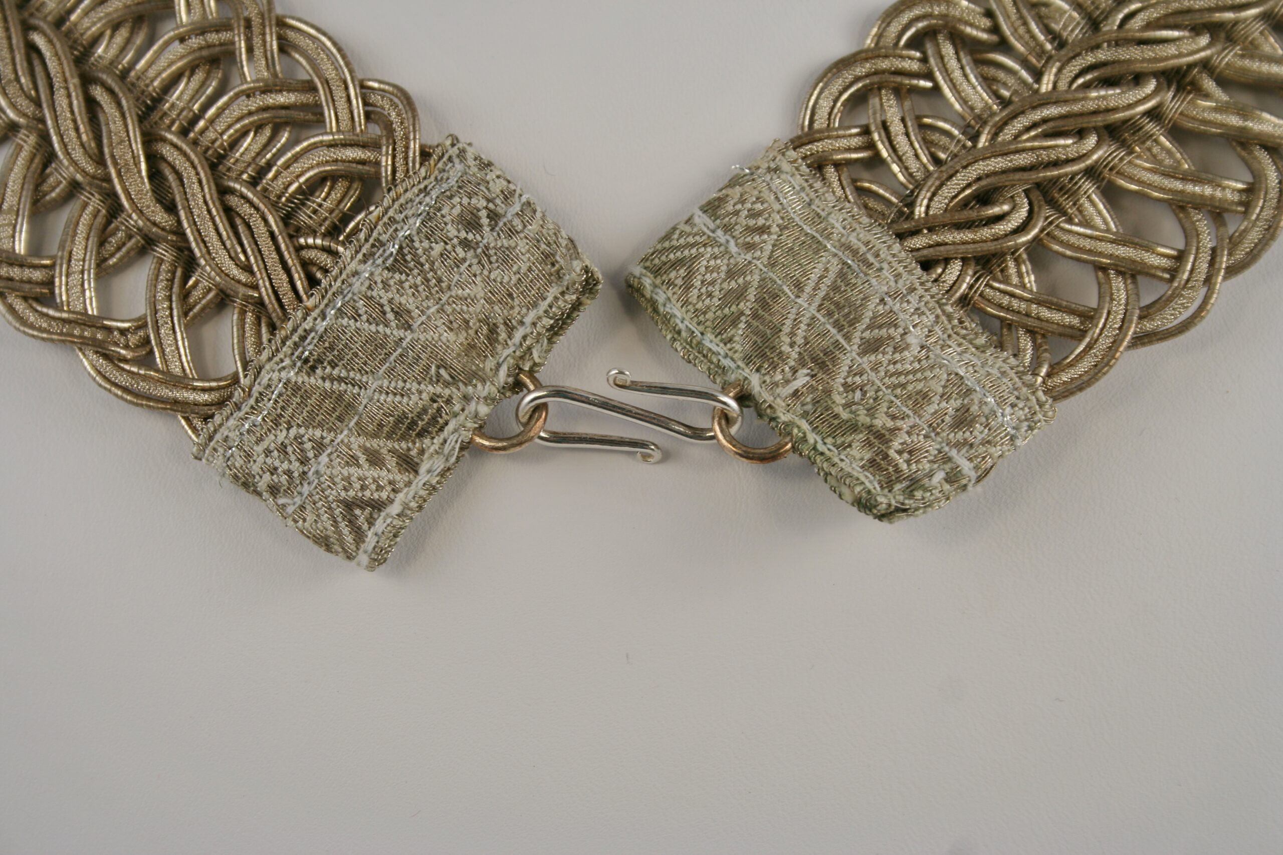 Silver Necklace of Antique Woven Braid - Image 3