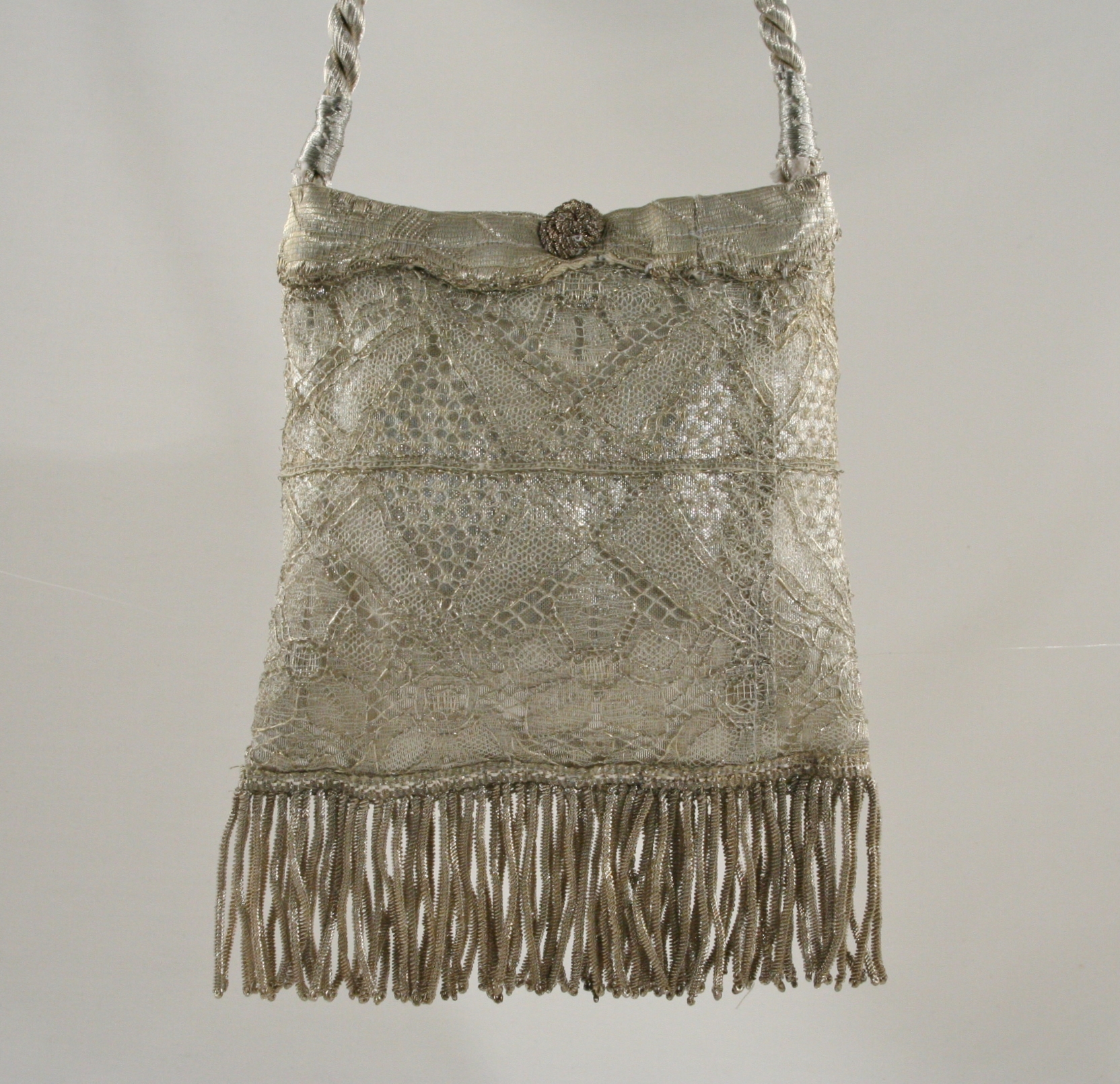 Antique Silver Lace Handbag with Cross - Image 2