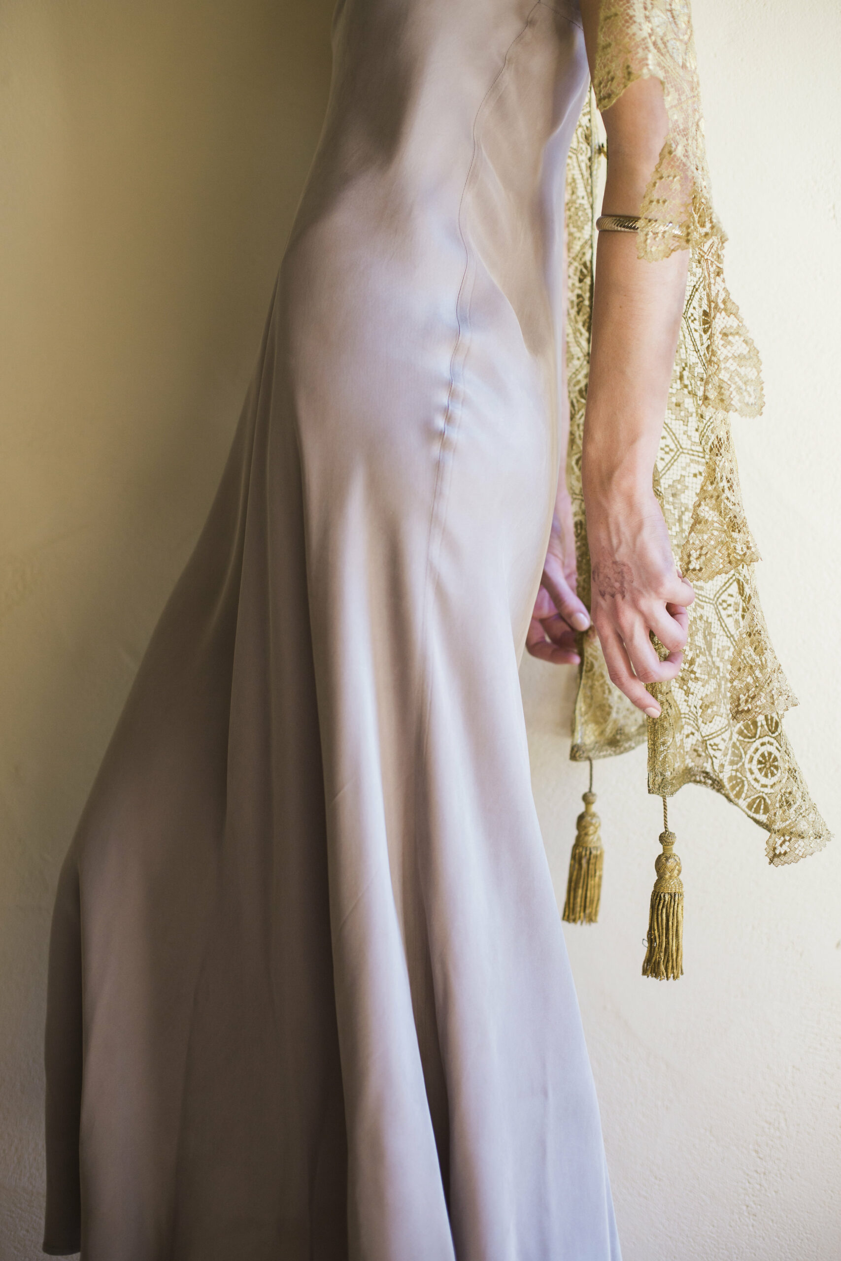 Antique French Gold Lace Shawl - Image 2