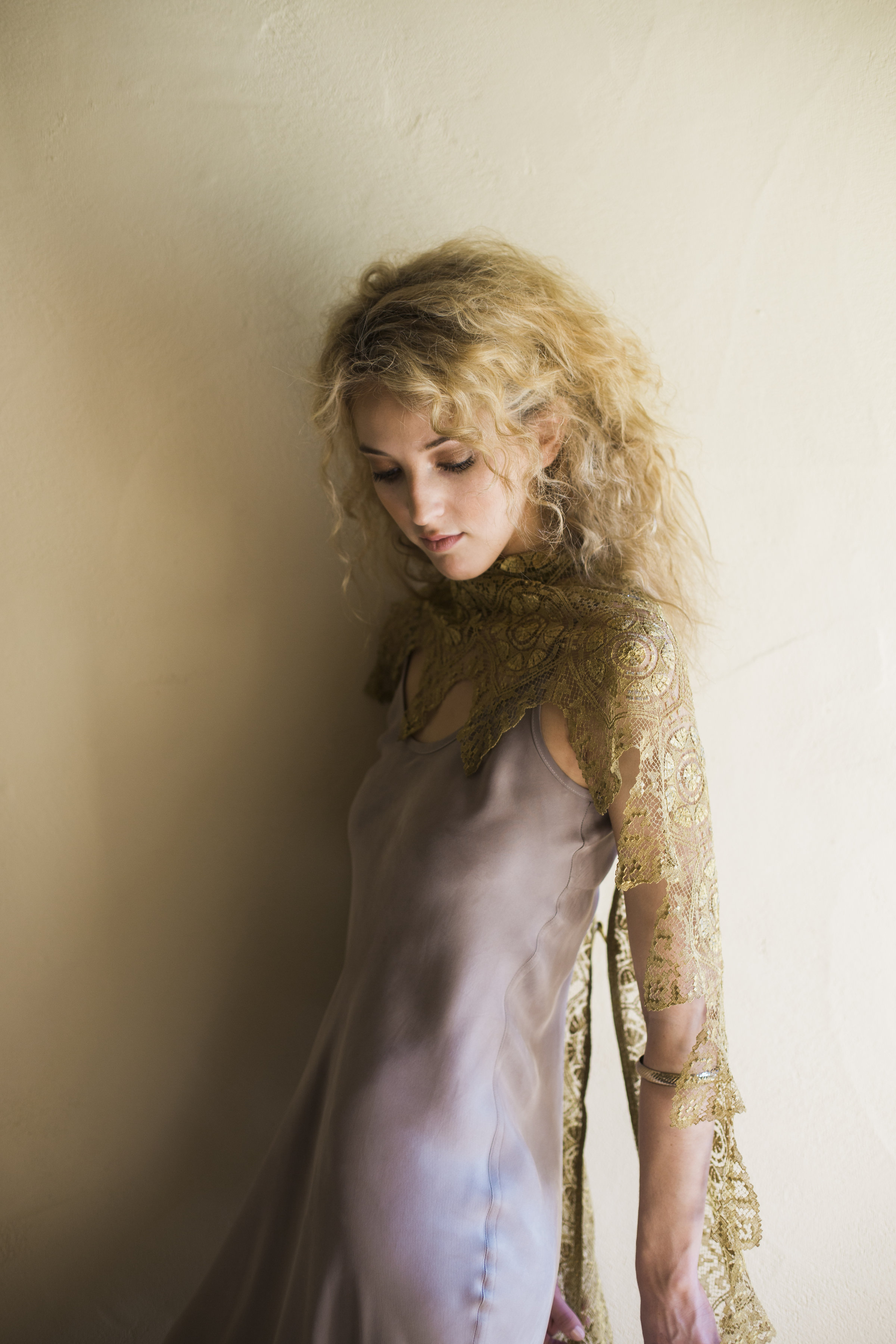 Antique French Gold Lace Shawl