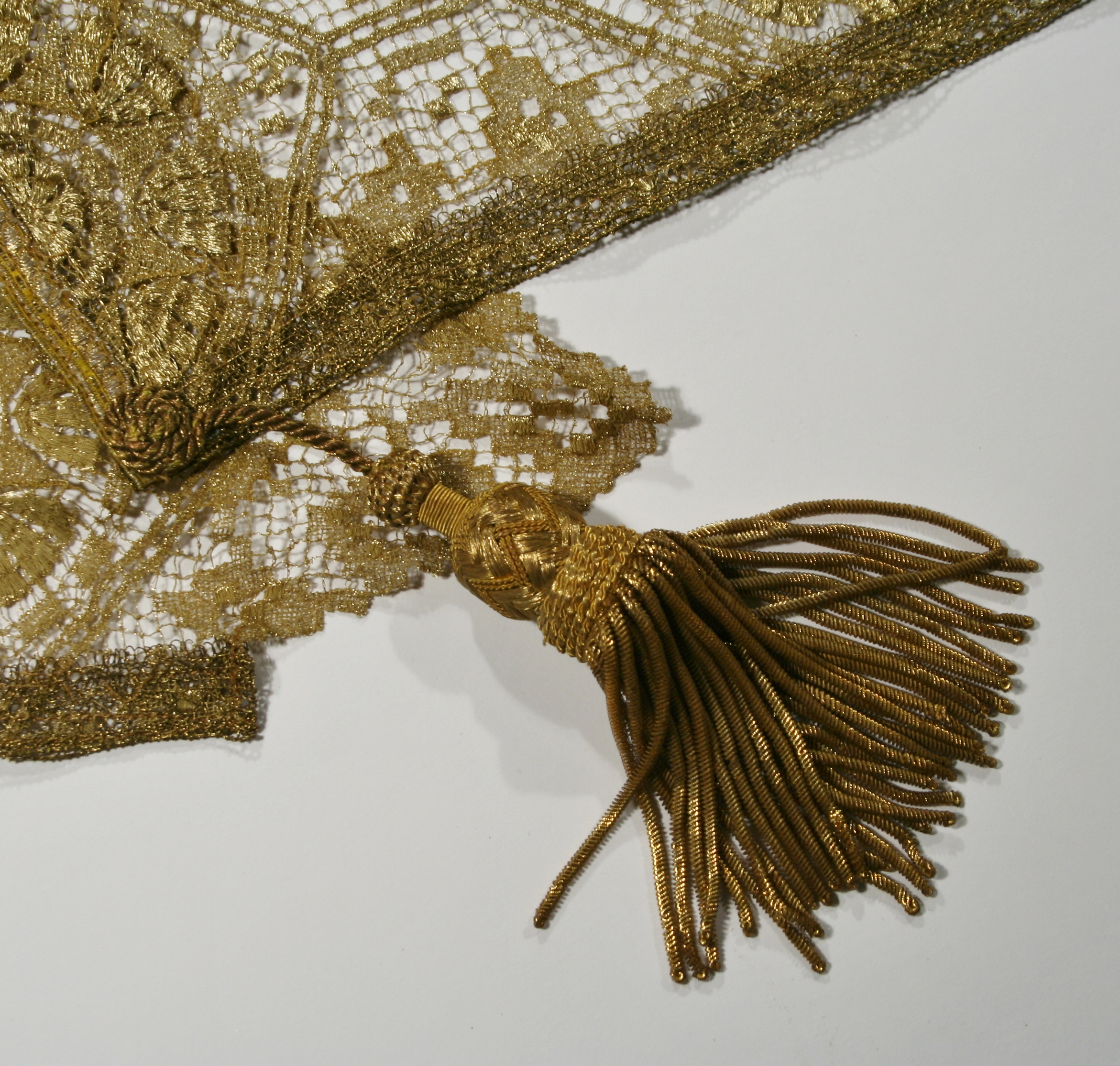 Antique French Gold Lace Shawl - Image 6
