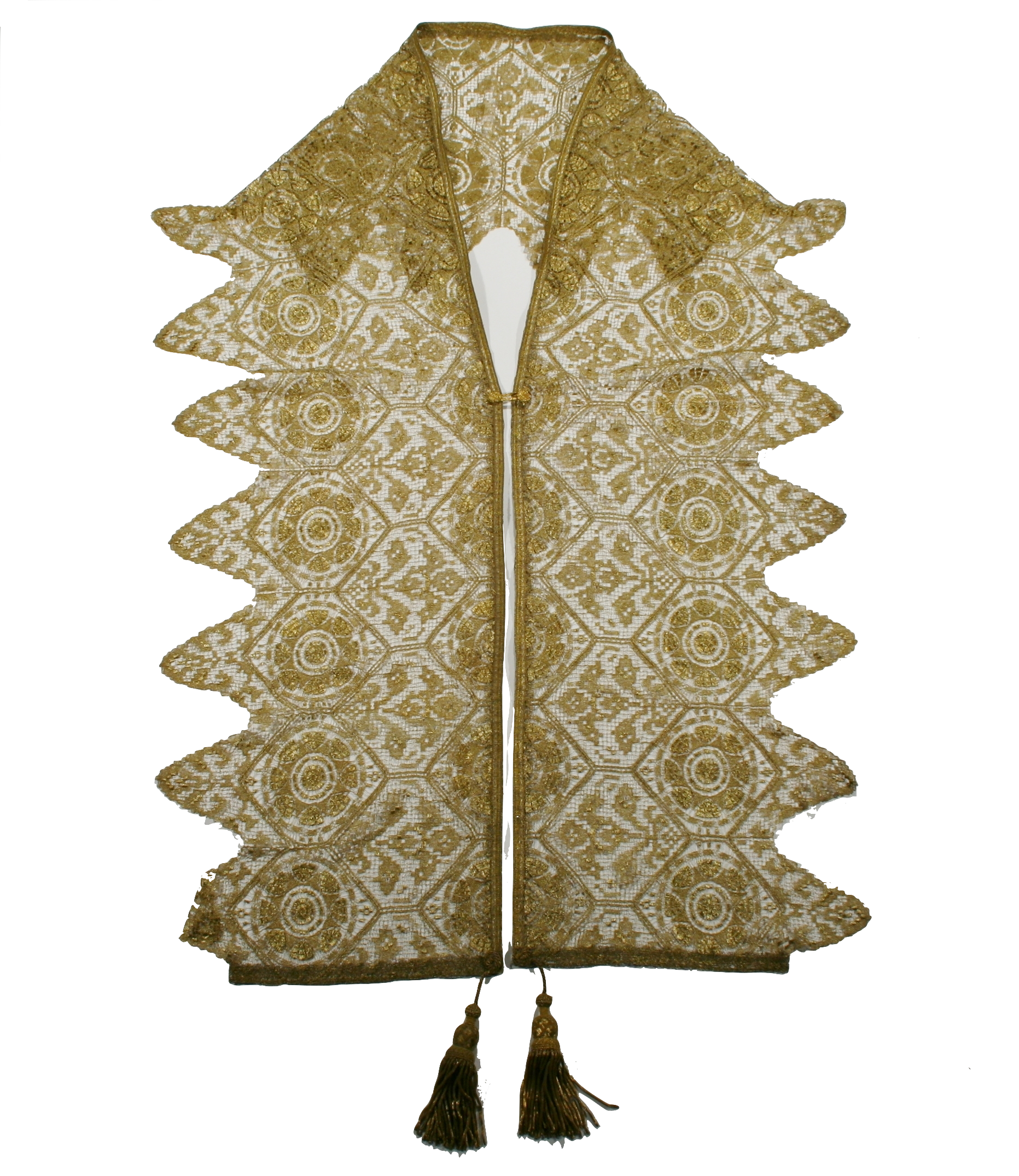 Antique French Gold Lace Shawl - Image 3
