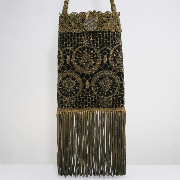 Antique Bronze Lace Handbag with Long Fringe
