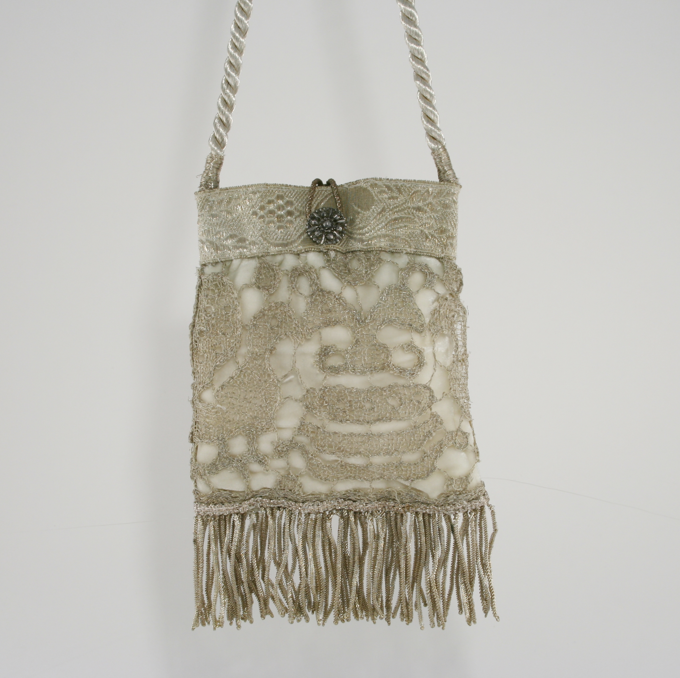 Sweet Bridal Handbag Made From Antique Silver Lace