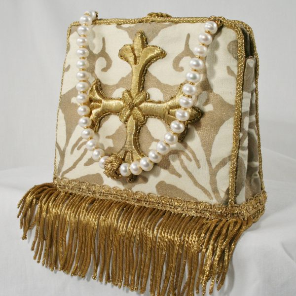 Antique Gold Cross Fortuny Wedding Handbag