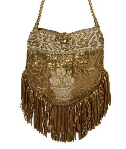 Rare 1800's French Gold Needlework with Lush Antique Fringe