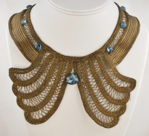 IMG_3323 - Copy Image of striking unique necklace gold with clear blue stones