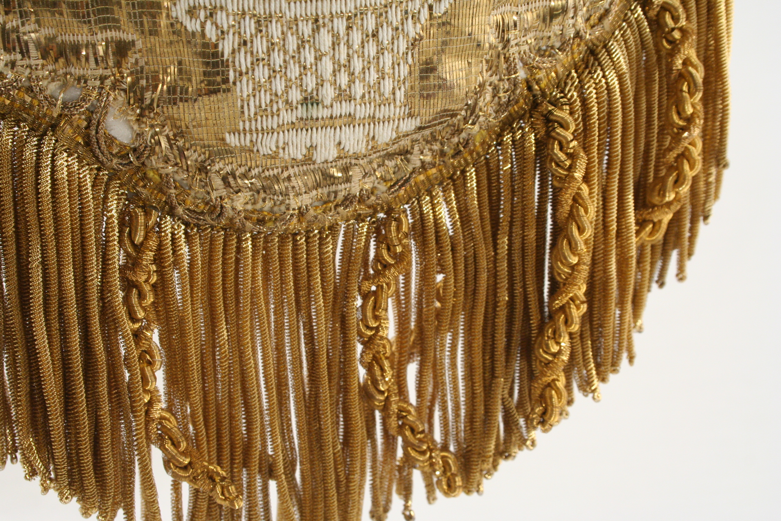 Rare 1800's French Gold Needlework with Lush Antique Fringe - Image 4