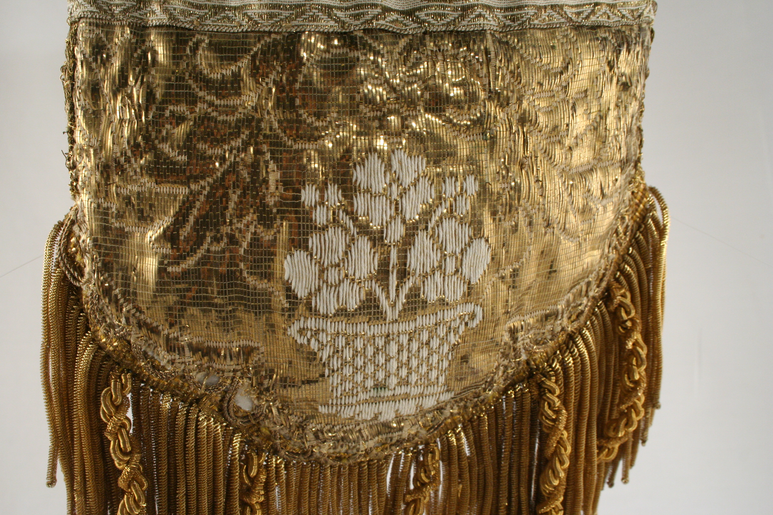 Rare 1800's French Gold Needlework with Lush Antique Fringe - Image 2