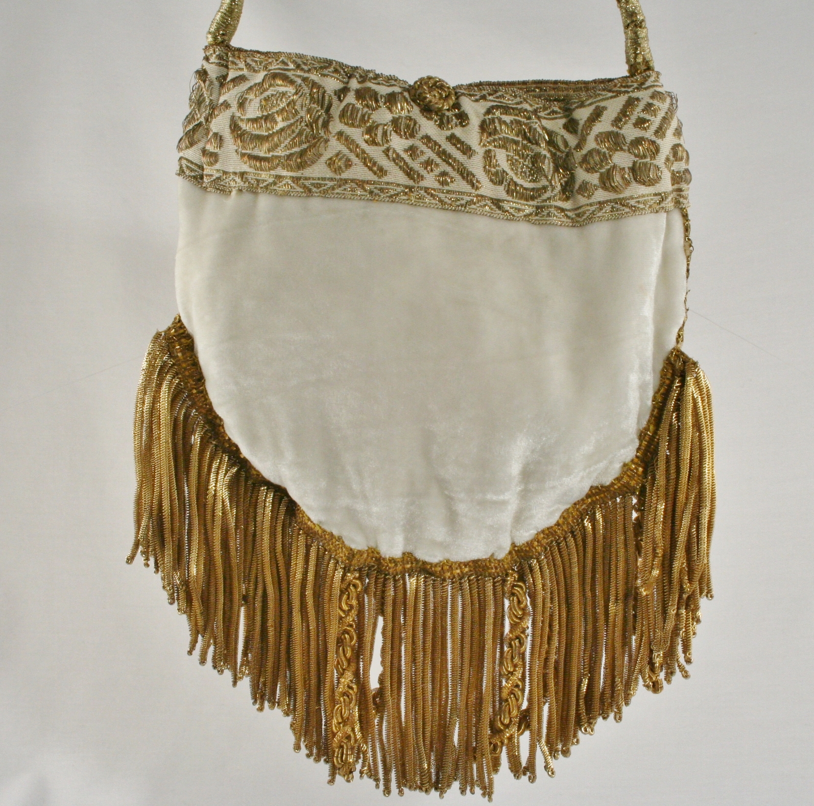 Rare 1800's French Gold Needlework with Lush Antique Fringe - Image 6